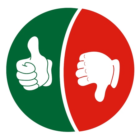 Red and green signals with hands down and upのイラスト素材