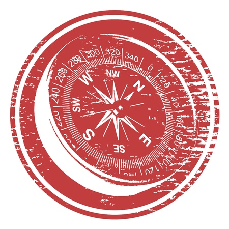 circular sign with a picture of a compassのイラスト素材