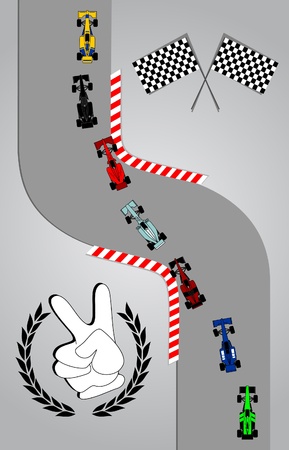 Race cars taking a curveのイラスト素材