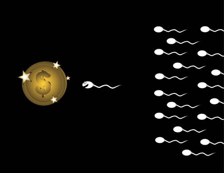Sperm about to get a gold coin のイラスト素材