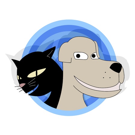 Drawing the head of a dog and a catのイラスト素材