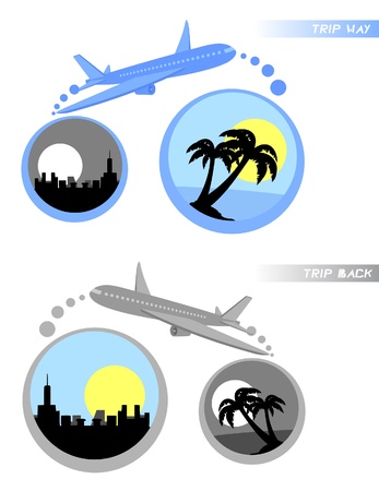 Representation of a trip to the beach and return のイラスト素材