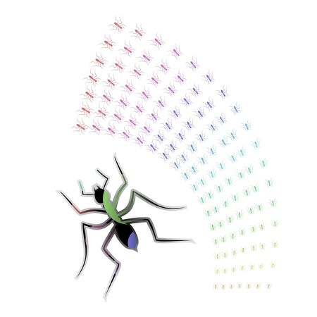 Drawing of ants of various colorsのイラスト素材