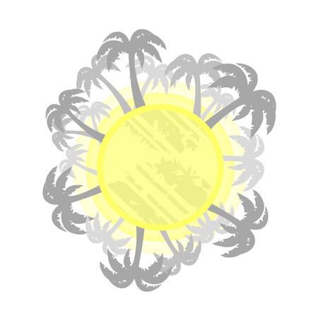 Circular symbol with palm trees aroundのイラスト素材