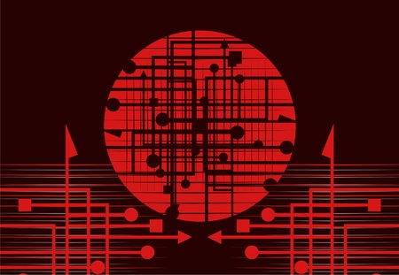 Abstract brown background with red circleのイラスト素材