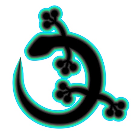 Illustration of black lizard with green borderのイラスト素材