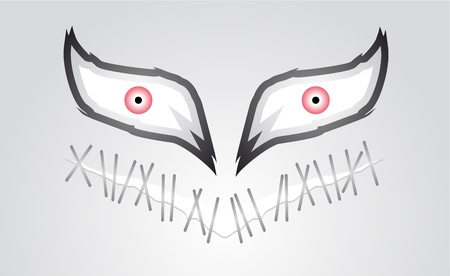 Gray background with illustration of a monsterのイラスト素材