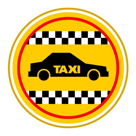 Circular symbol with a picture of a taxiのイラスト素材
