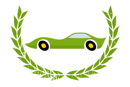 Green car racing winnerのイラスト素材