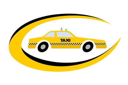 Oval emblem with a drawing of a taxiのイラスト素材