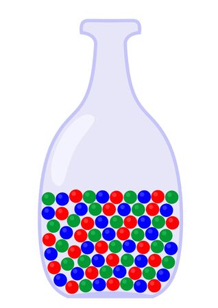 Glass bottle with colorful ballsのイラスト素材