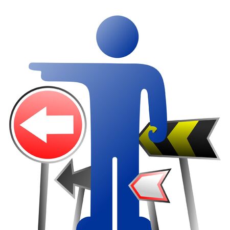 Puppet and signs indicating the way forwardのイラスト素材