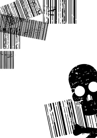 Background with barcodes and a skullのイラスト素材