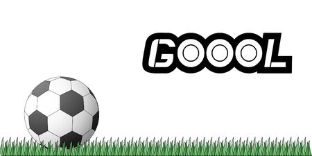Soccer ball on grass fieldのイラスト素材