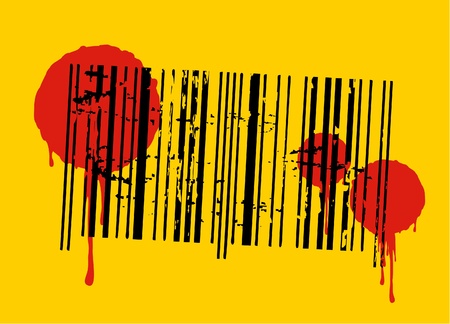 Yellow background with stained bar codeのイラスト素材