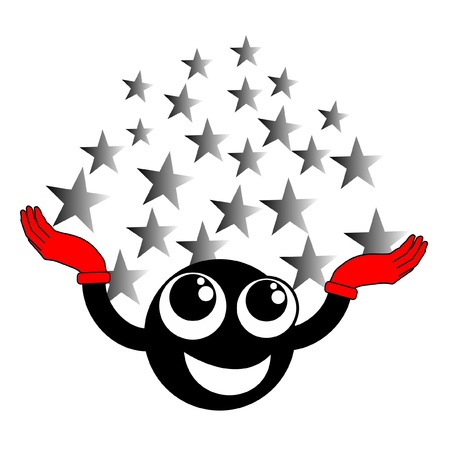 Happy face with many starsのイラスト素材