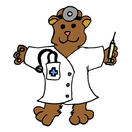 Teddy bear disguised as a doctorのイラスト素材