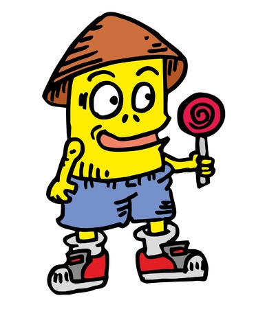 Funny monster eating lollipopのイラスト素材