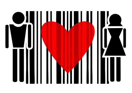 Abstract design of couple and red heartのイラスト素材