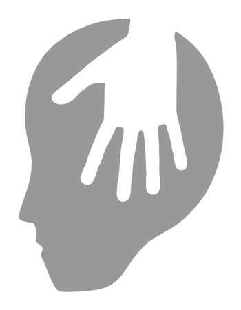 Brain hand faceのイラスト素材