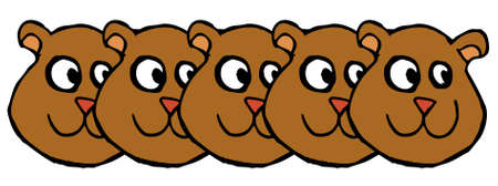 Many bear faces cartoonのイラスト素材