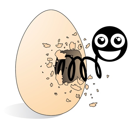 Funny face in broken eggのイラスト素材