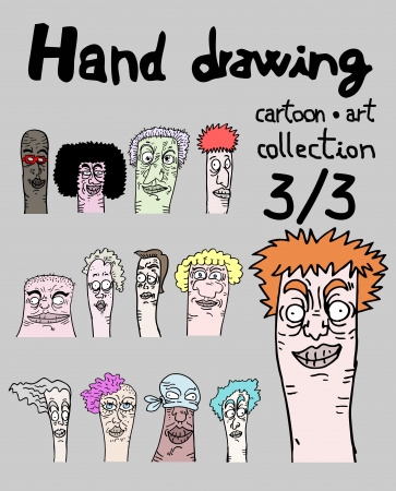 Hand drawing cartoon art collection, three of threeのイラスト素材