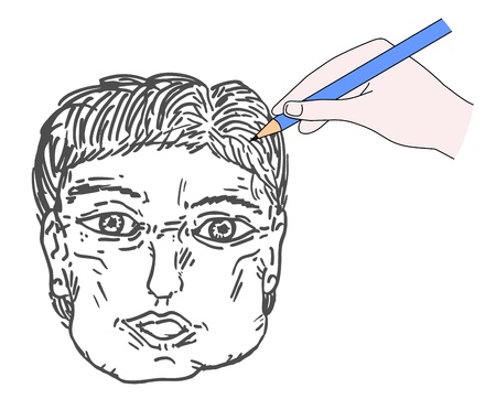 Hand drawing faceのイラスト素材