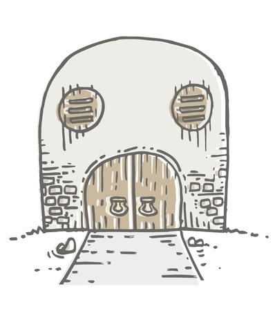 Vintage cartoon houseのイラスト素材