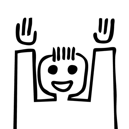 Happy hand drawing puppetのイラスト素材