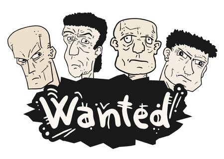 Four wanted facesのイラスト素材