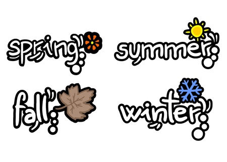 Spring, summer, fall and winter messagesのイラスト素材
