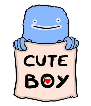 Cute boy messageのイラスト素材