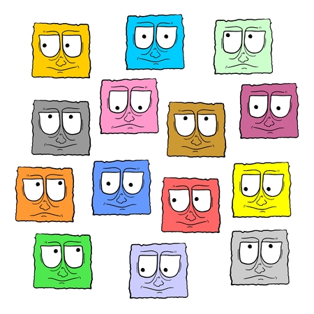 Many color facesのイラスト素材