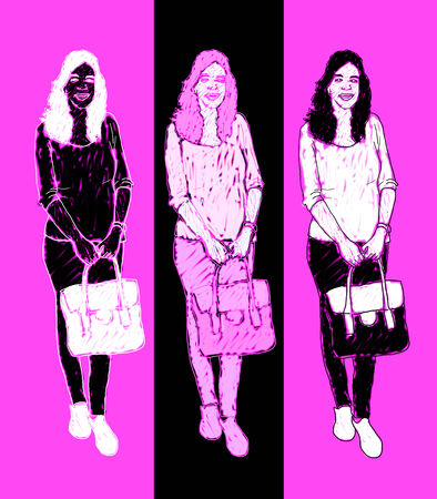 Three banners womanの写真素材