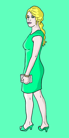 Green dress womanのイラスト素材