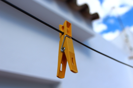 Yellow cloth pinの写真素材