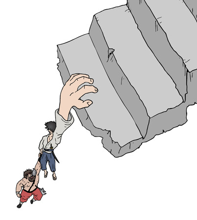 Holding onto stairsのイラスト素材