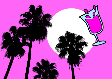 Fantasy summer pink drinkのイラスト素材