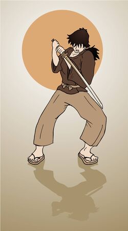 old samurai drawのイラスト素材