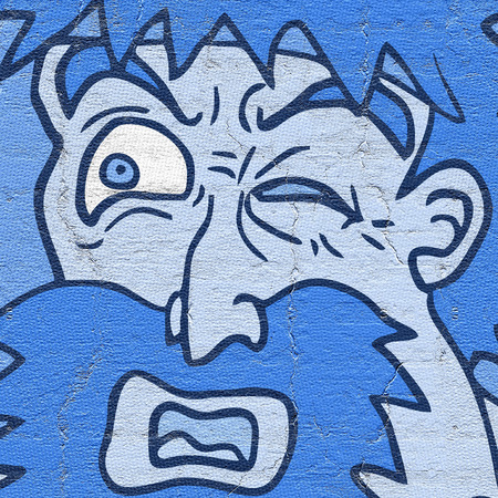 Blue face manの写真素材