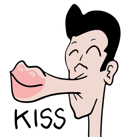 funny kiss illustrationのイラスト素材