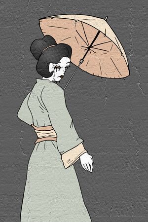 geisha illustrationの写真素材