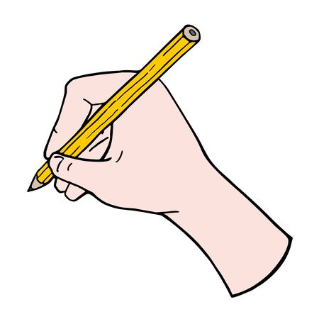 hand with pencilのイラスト素材