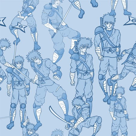 many warriors seamlessのイラスト素材