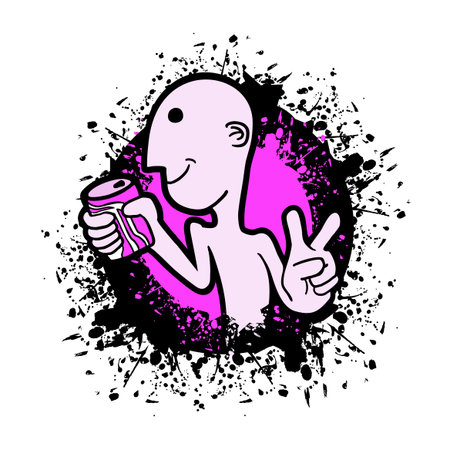 funny boy with soda illustrationのイラスト素材