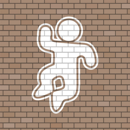 happy puppet draw in brick wallのイラスト素材