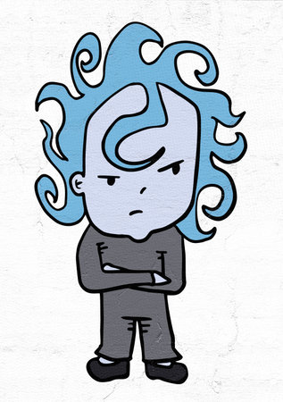 angry boy drawの写真素材