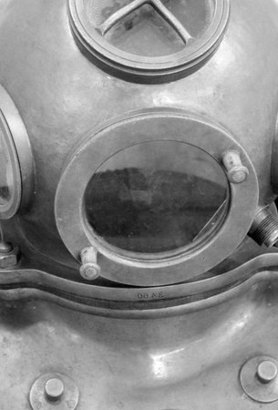 Vintage scuba helmetの写真素材