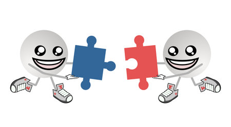Puzzle team illustrationのイラスト素材